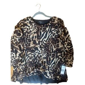 Caleoos Leopard shirt, flowing style with black layer underneath NWT, 1X
